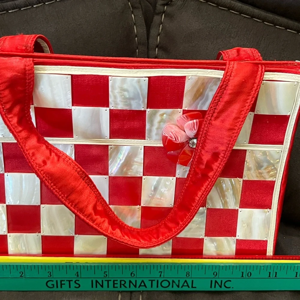 Red and White Checkered Tote Bag - Picture 8 of 10